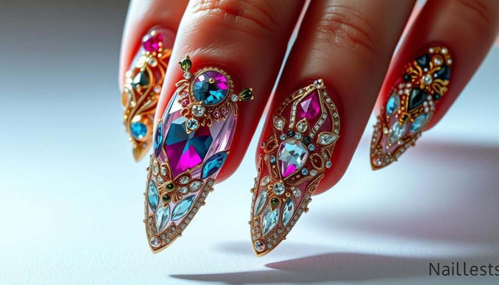 Unhas Decoradas3D Com Aplicações de Pedrarias