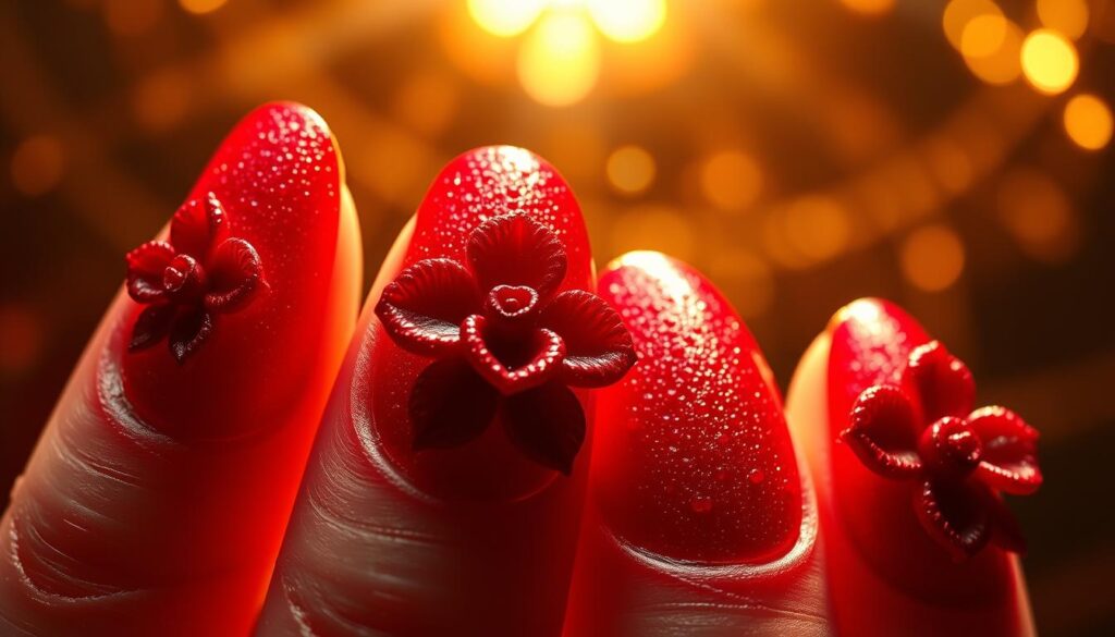 Unhas Vermelhas com Efeito 3D