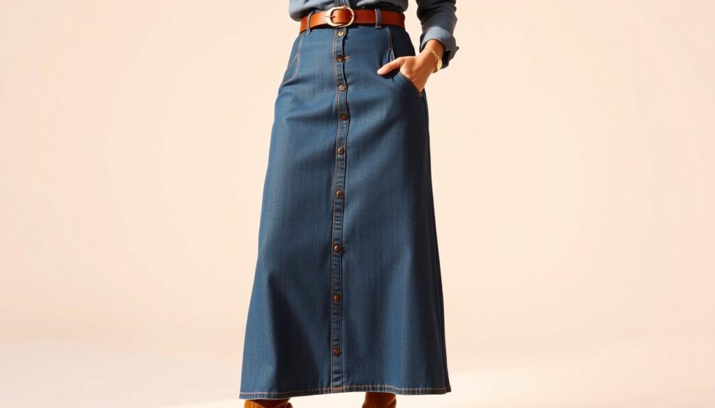 acessórios para saia jeans longa