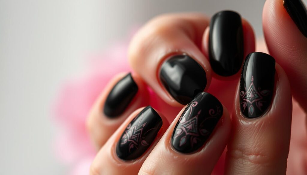 combinações de cores com preto em unhas