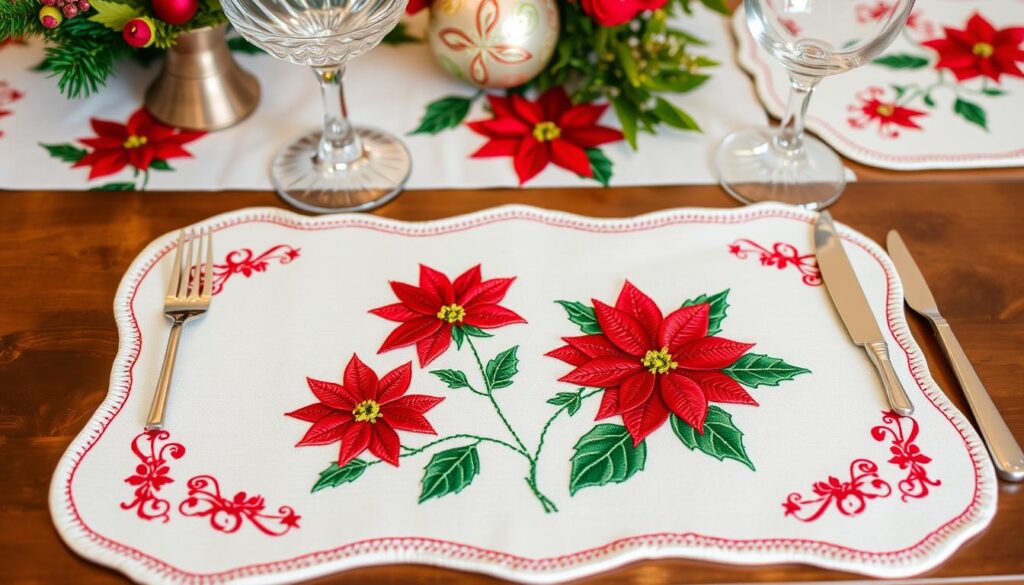 jogos americanos natal poinsétias bordados