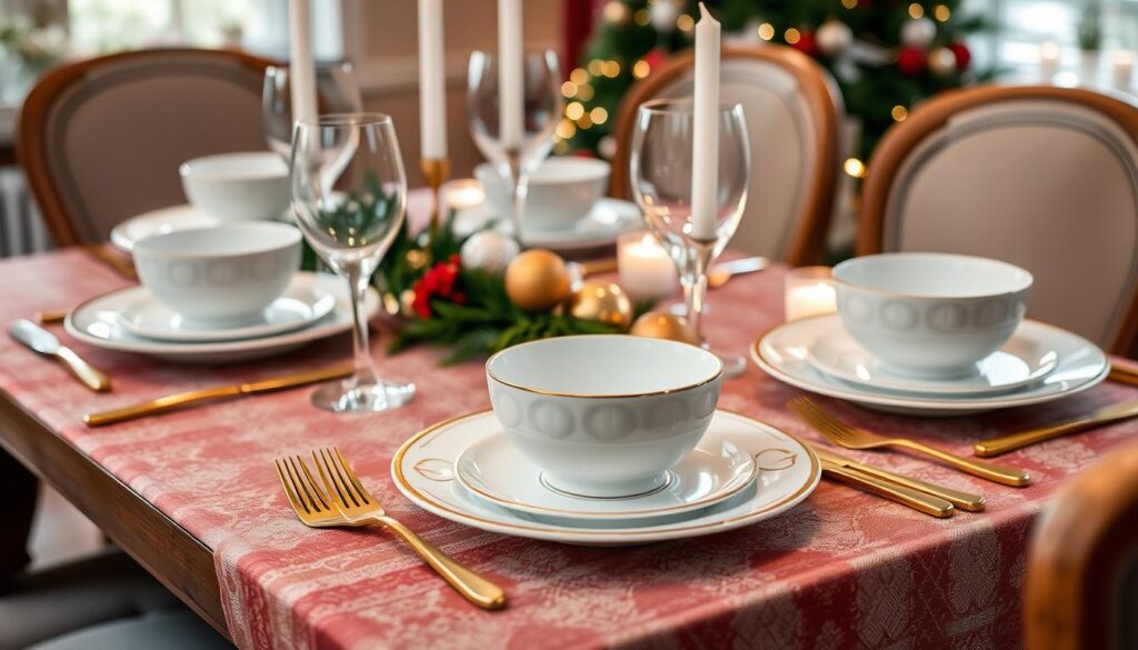 louças e talheres para mesa de natal