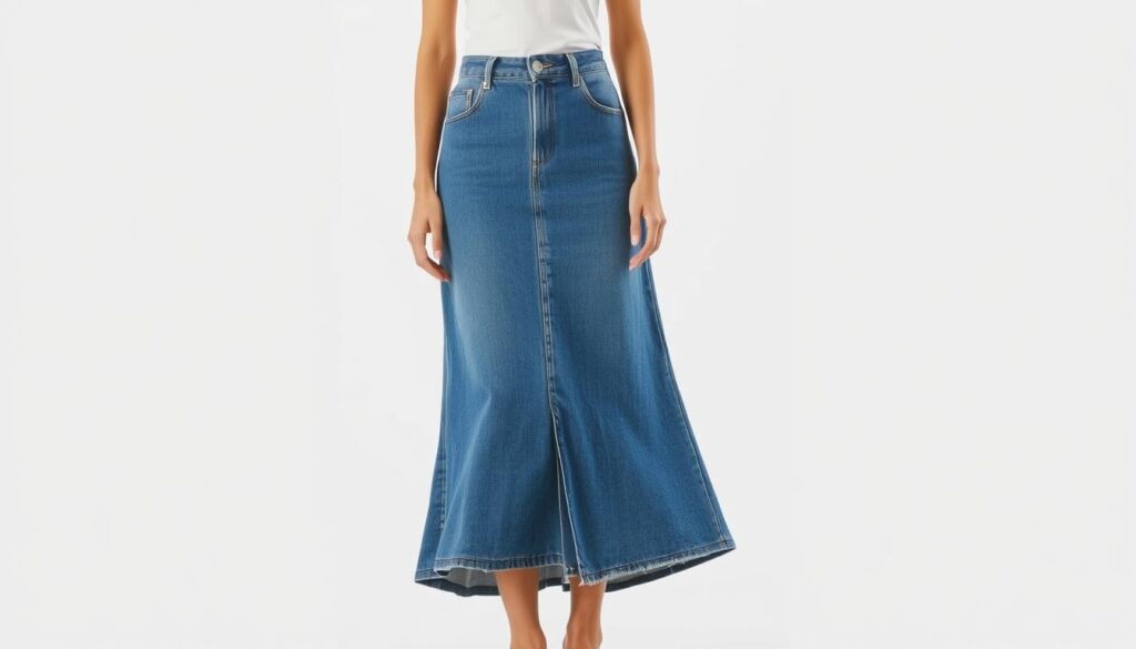 saia jeans longa