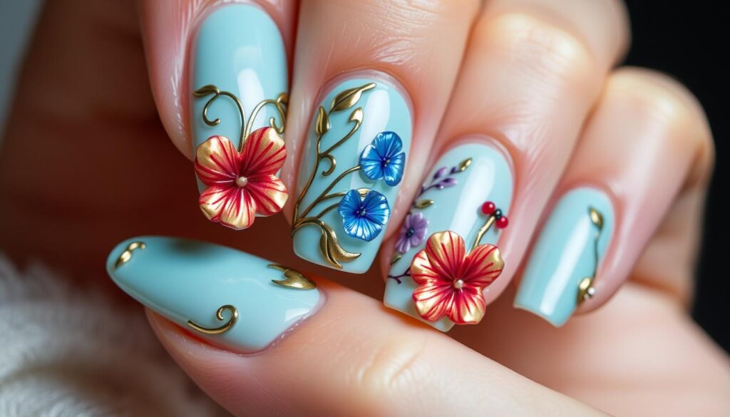 técnicas de unhas decoradas 3D 2025