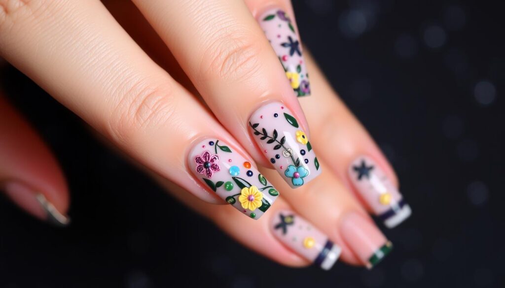 unhas decoradas 3D para festas 2025