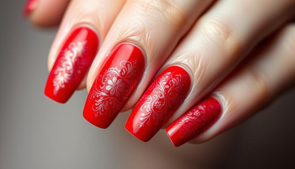 unhas decoradas vermelhas