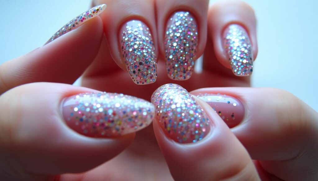unhas pretas com glitter 2025