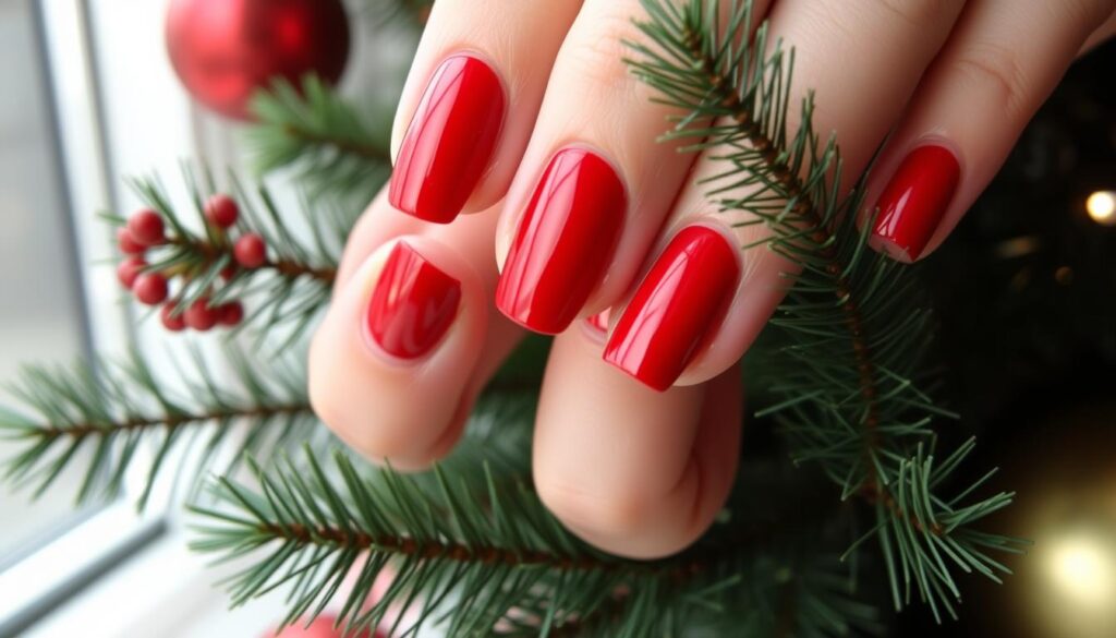 unhas vermelhas para festas de fim de ano